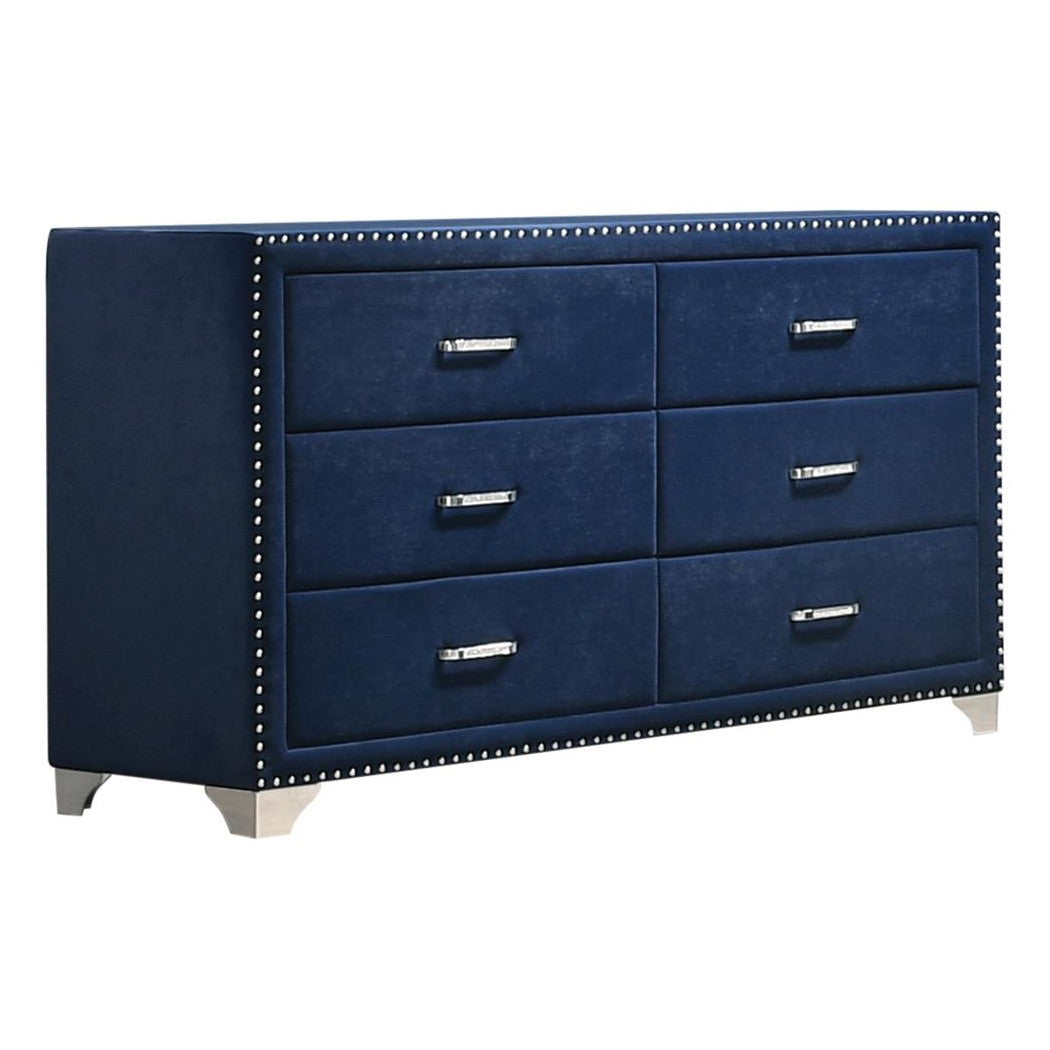 Melody 6-drawer Upholstered Dresser Pacific Blue 223373