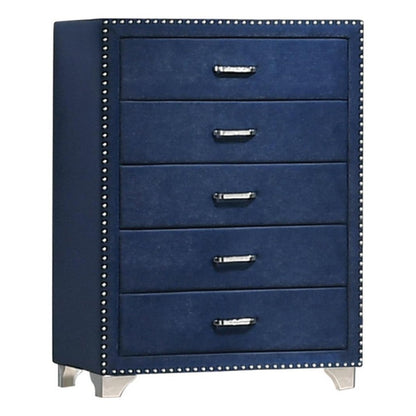 Melody 5-drawer Upholstered Chest Pacific Blue 223375