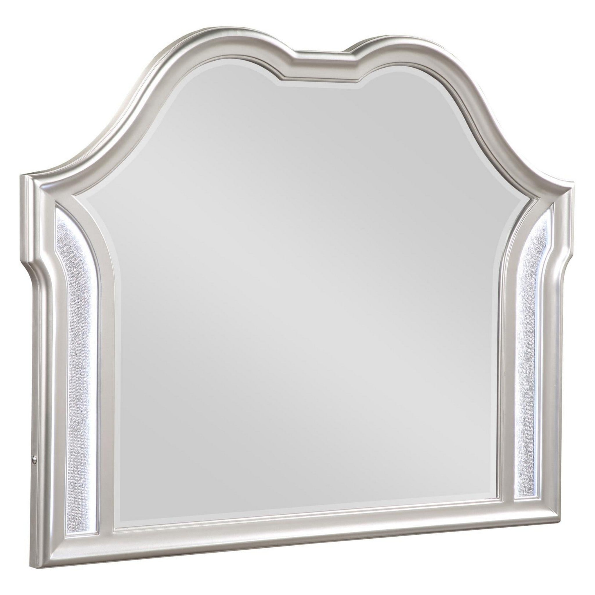 Evangeline Camel Top Dresser Mirror Silver Oak 223394