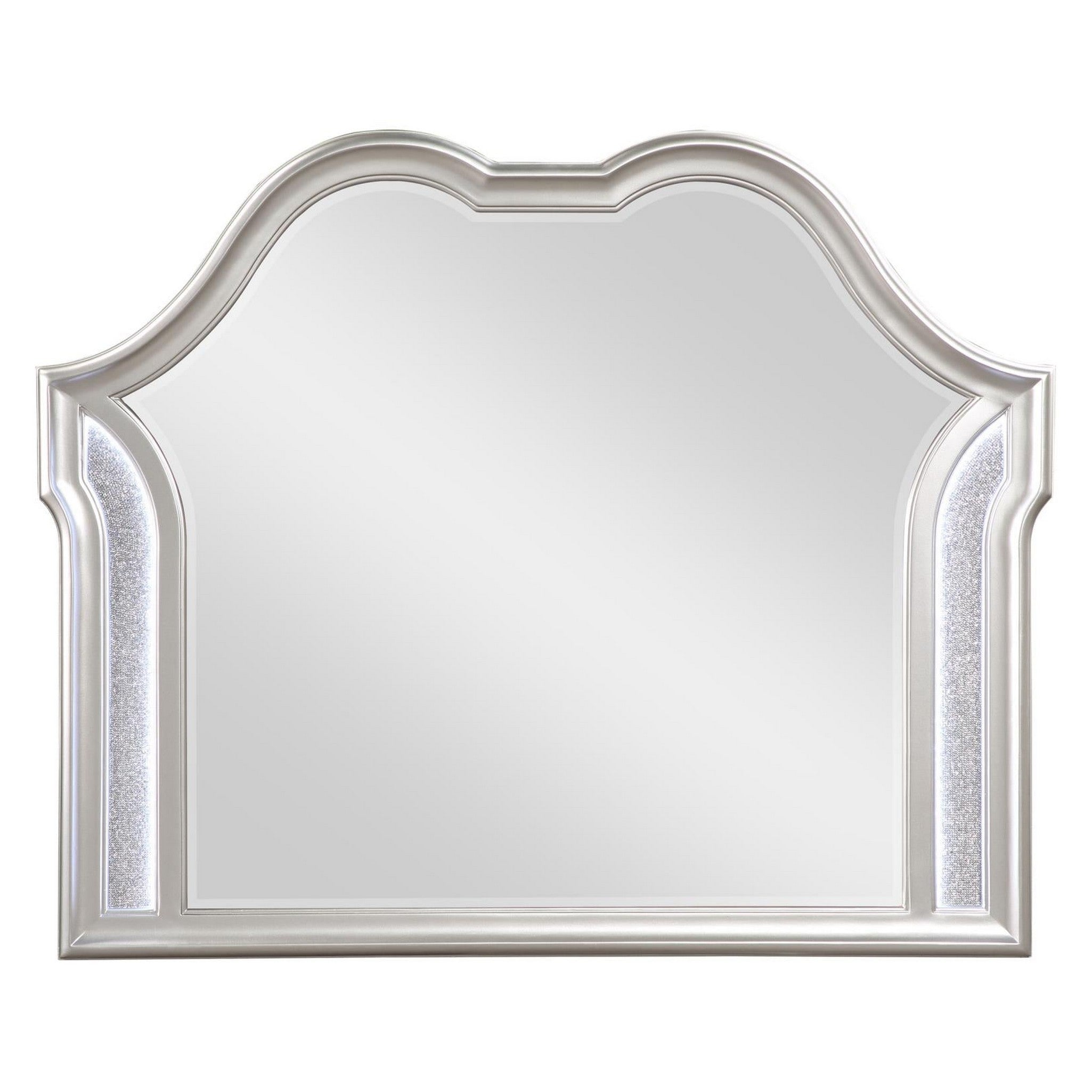 Evangeline Camel Top Dresser Mirror Silver Oak 223394