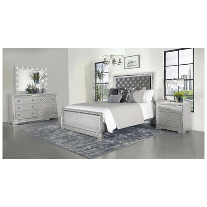 Eleanor Upholstered Tufted Bedroom Set Metallic 223461KE-S4