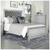 Eleanor Upholstered Tufted Bed Metallic 223461KE