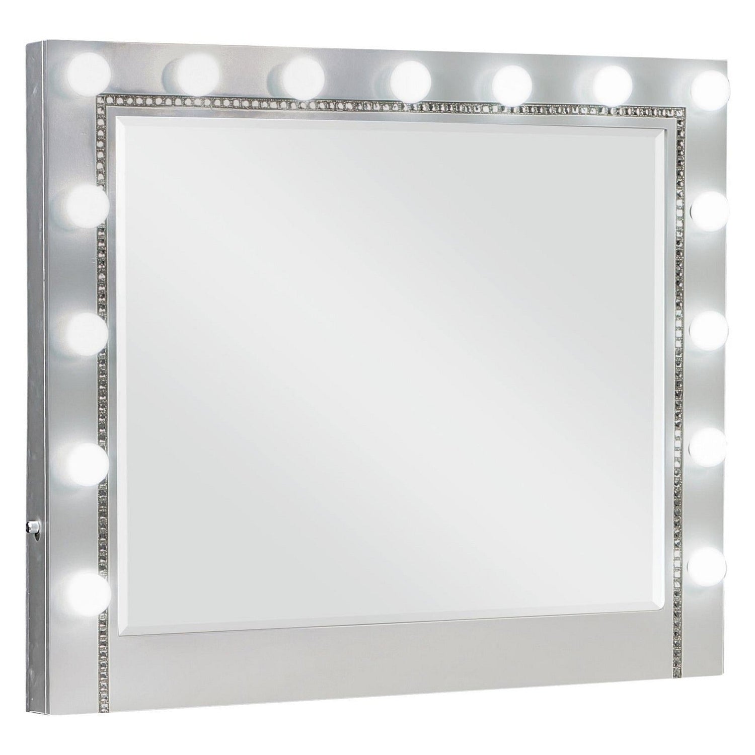 Eleanor Metallic Rectangular Mirror with Light 223464