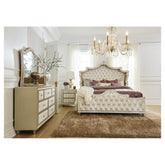 Antonella Upholstered Tufted Bedroom Set Ivory and Camel 223521Q-S4