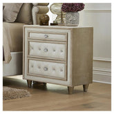 Antonella 3-drawer Upholstered Nightstand Ivory and Camel 223522