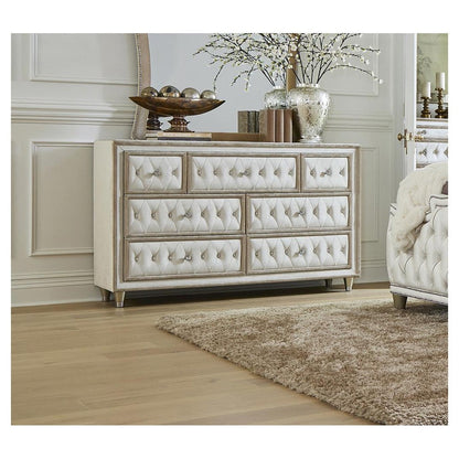 Antonella 7-drawer Upholstered Dresser Ivory and Camel 223523