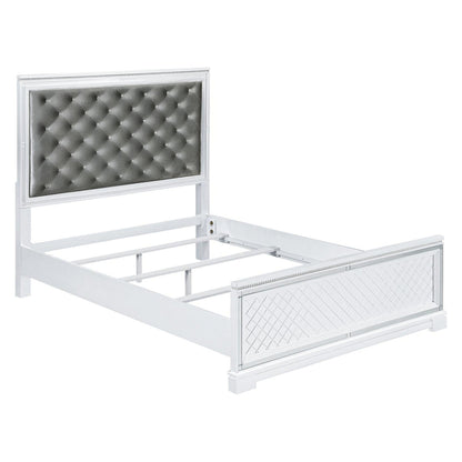 Eleanor Upholstered Tufted Bed White 223561KE