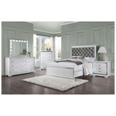 Eleanor Upholstered Tufted Bed White 223561KE