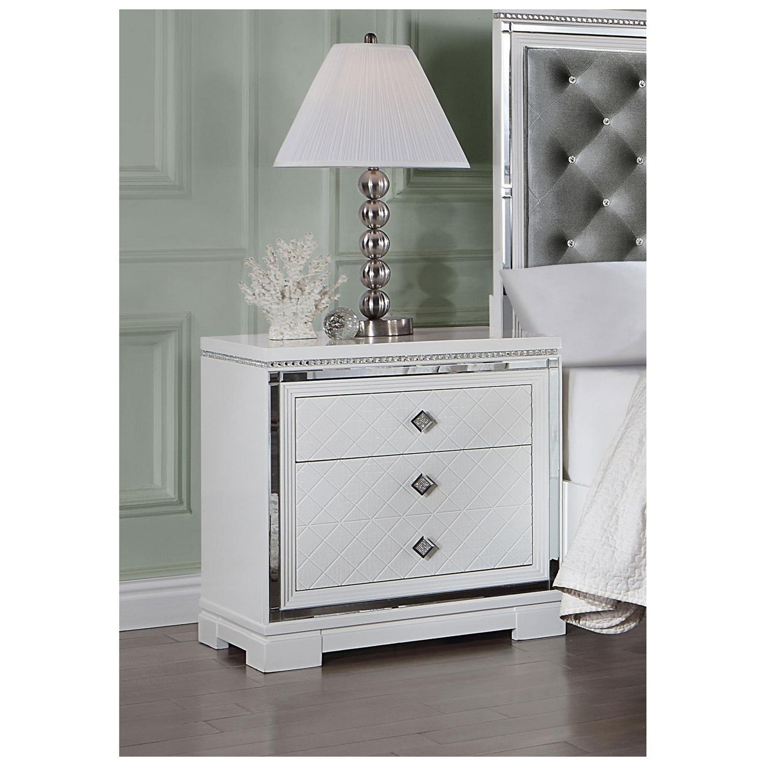 Eleanor Rectangular 2-drawer Nightstand White 223562