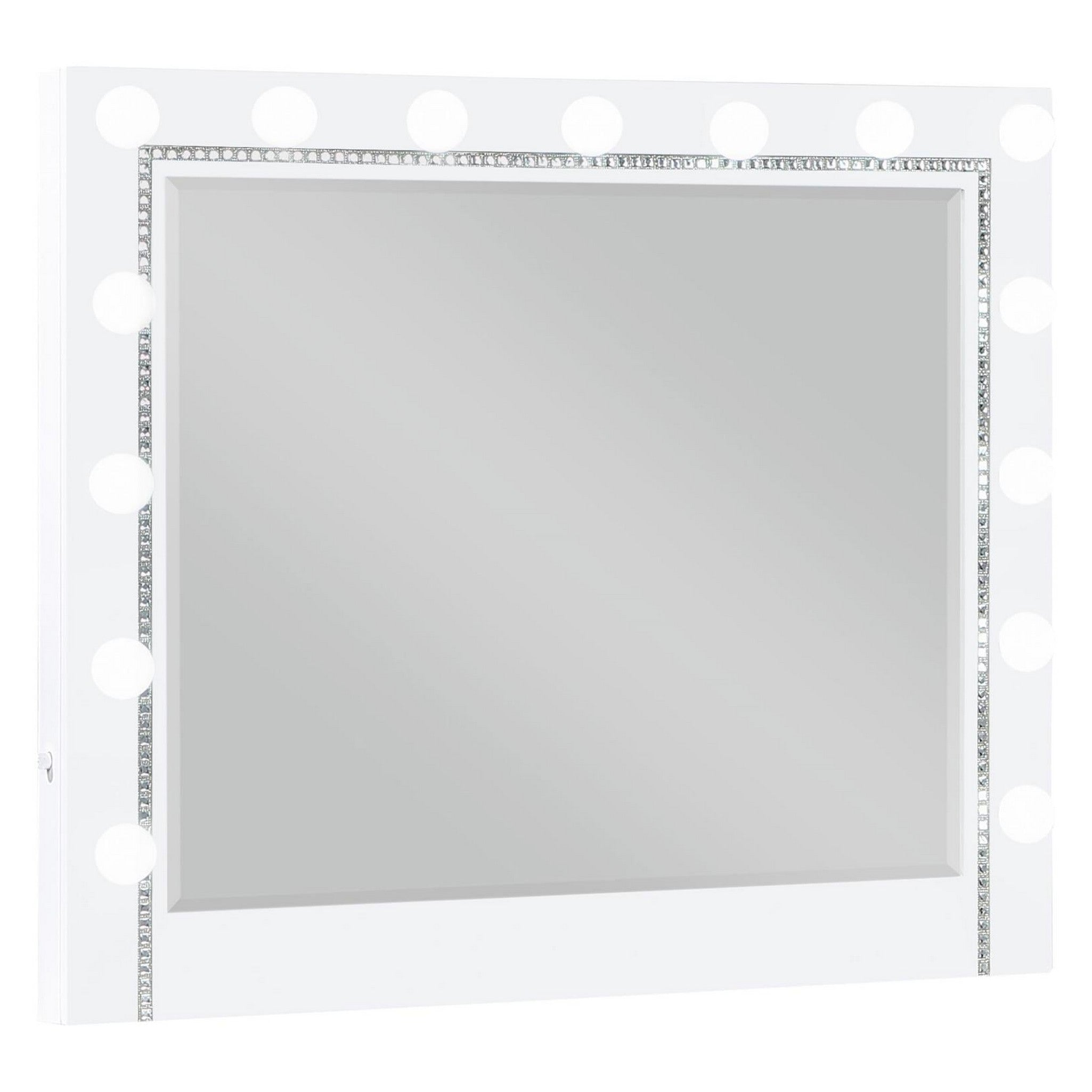 Eleanor White Rectangular Mirror with Light 223564