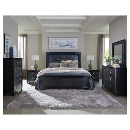 Penelope California King Bed with LED Lighting Black and Midnight Star 223571KW