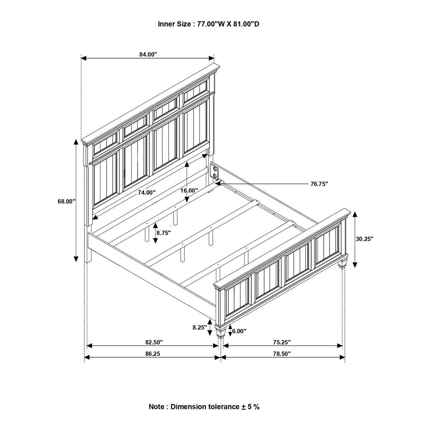 Avenue Eastern King Panel Bed Grey 224031KE