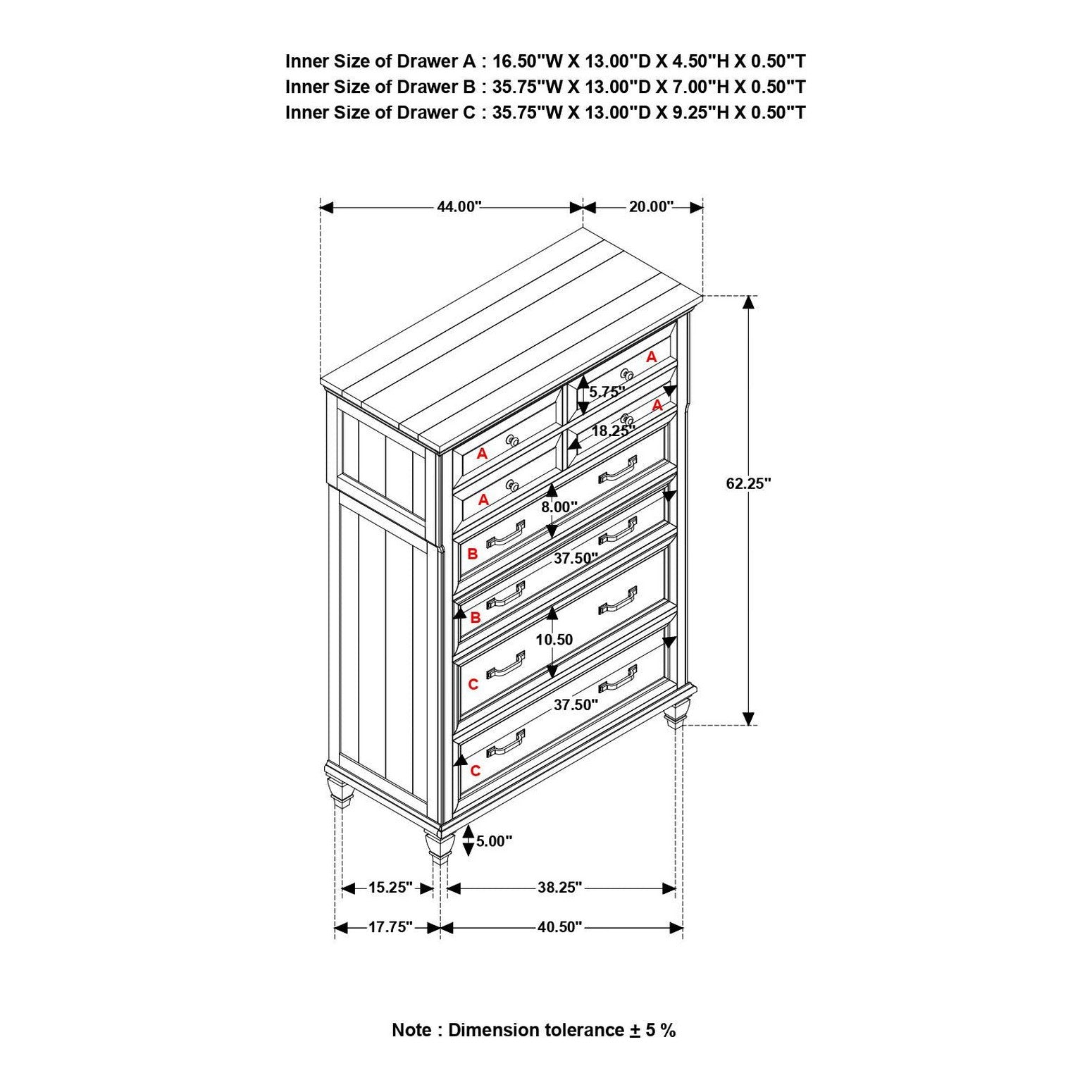 Avenue 8-drawer Rectangular Chest Grey 224035