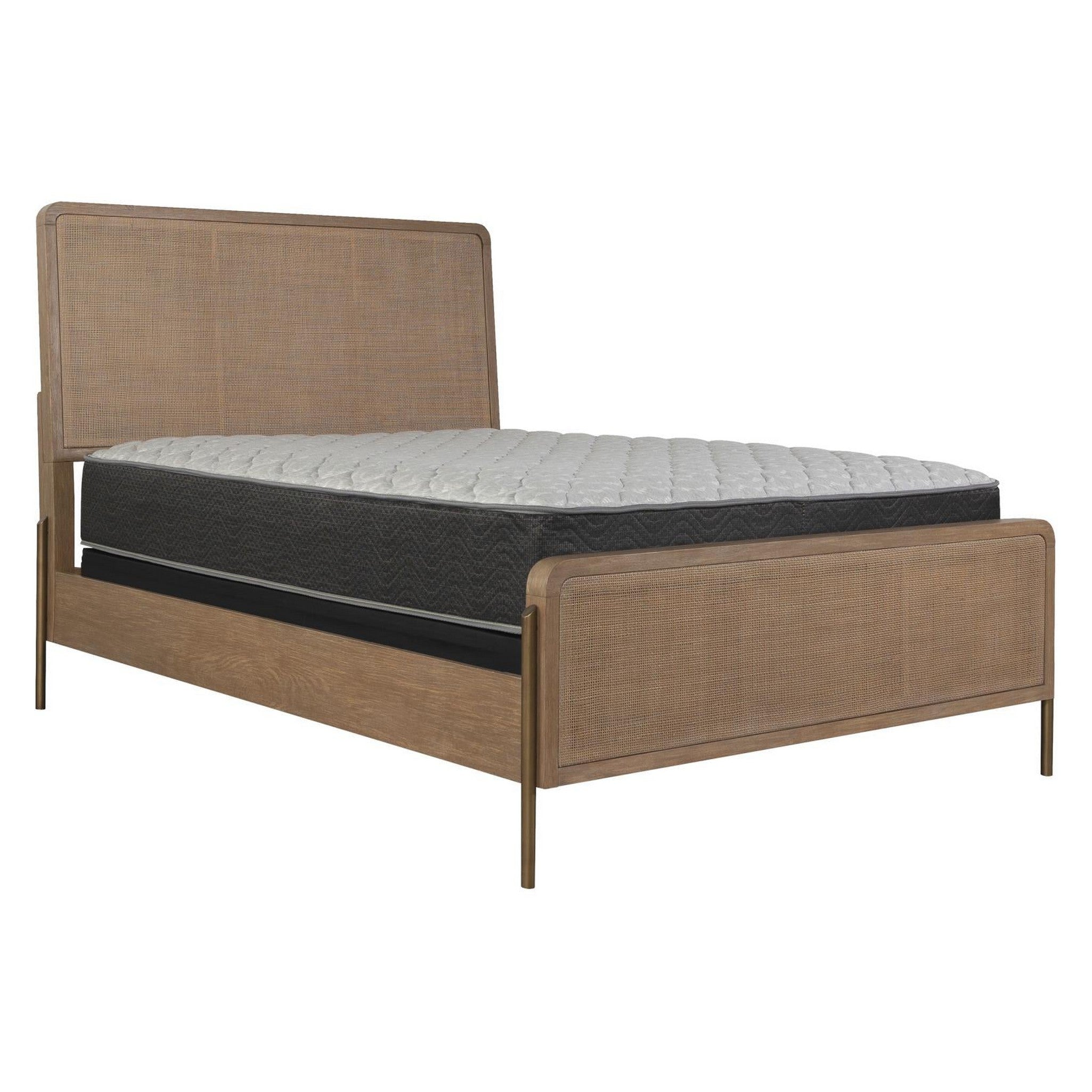 Arini Upholstered Eastern King Panel Bed Sand Wash and Natural Cane 224300KE