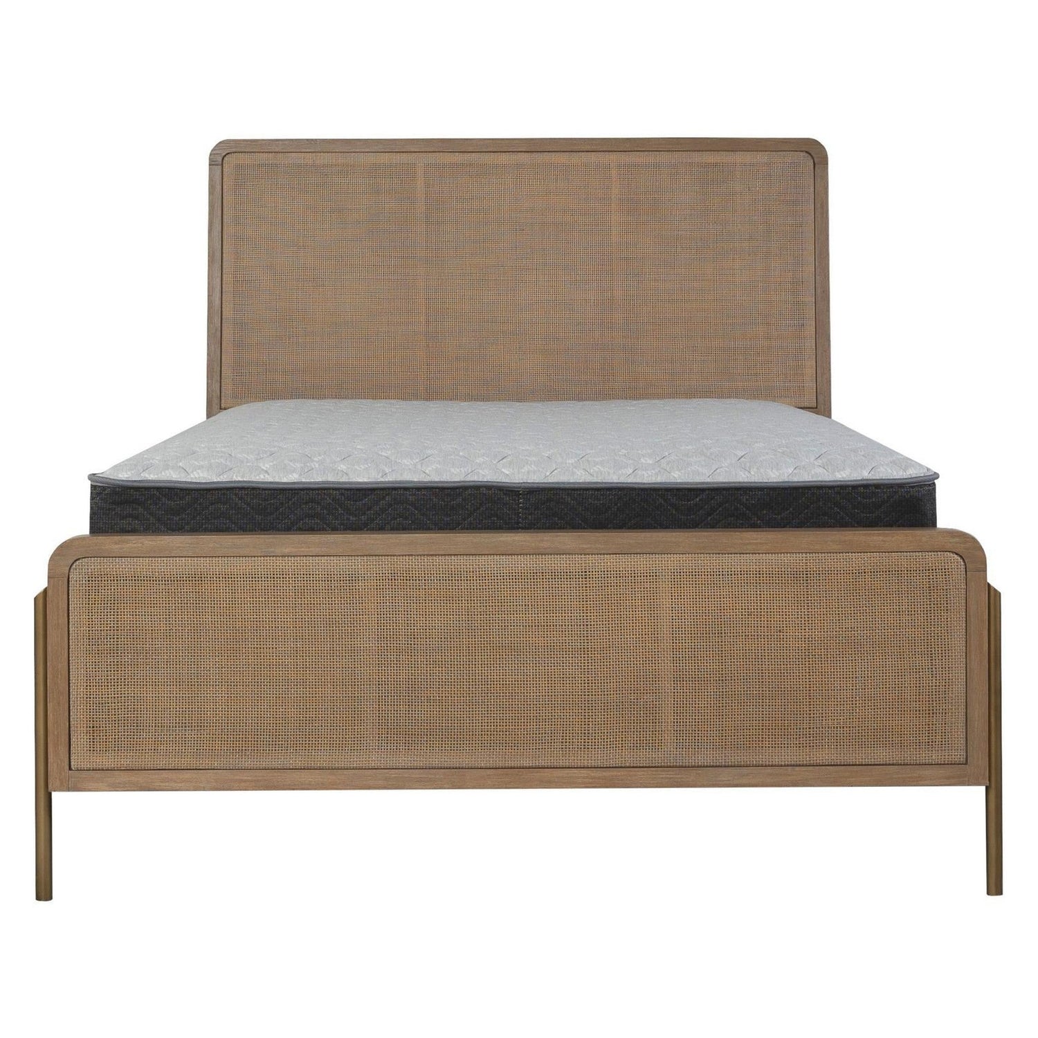 Arini Upholstered Queen Panel Bed Sand Wash and Natural Cane 224300Q