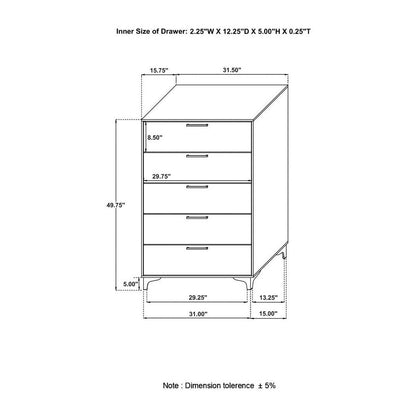 Kendall 5-drawer Chest White 224405