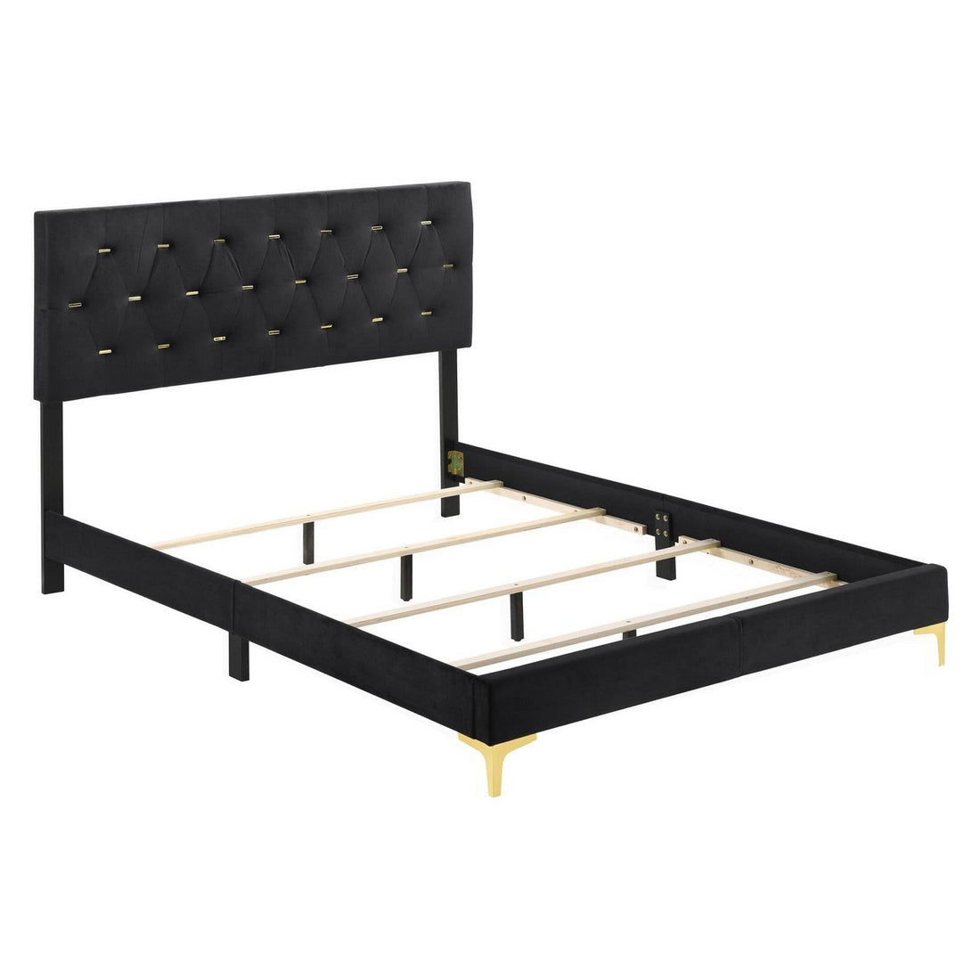 Kendall 4-piece Tufted Panel California King Bedroom Set Black and Gold 224451KW-S4