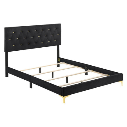 Kendall 5-piece Tufted Panel California King Bedroom Set Black and Gold 224451KW-S5