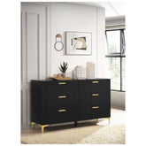 Kendall 6-Drawer Dresser Black and Gold 224453