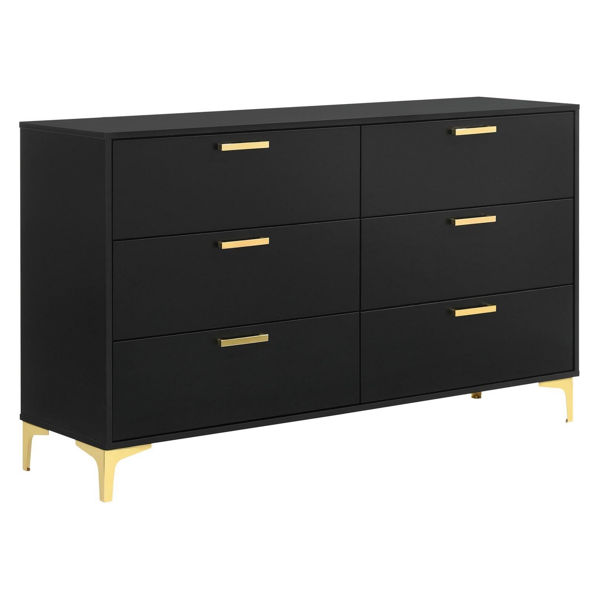 Kendall 6-Drawer Dresser Black and Gold 224453