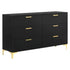 Kendall 6-Drawer Dresser Black and Gold 224453