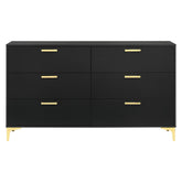 Kendall 6-Drawer Dresser Black and Gold 224453