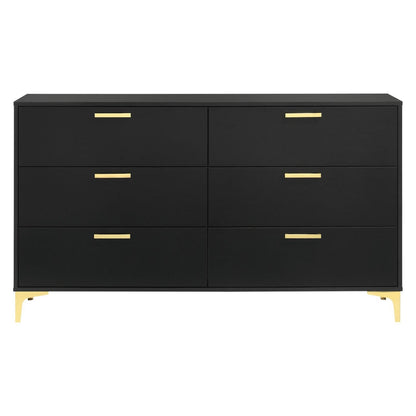 Kendall 6-Drawer Dresser Black and Gold 224453