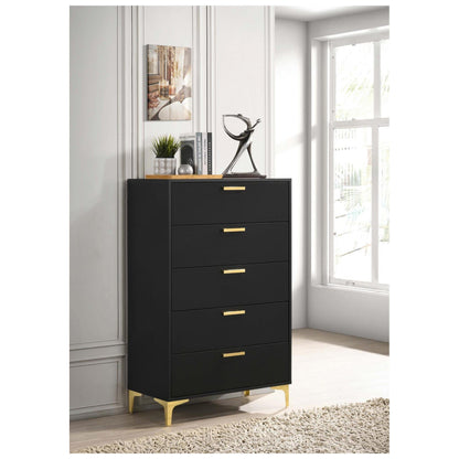 Kendall 5-Drawer Chest Black and Gold 224455