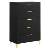 Kendall 5-Drawer Chest Black and Gold 224455