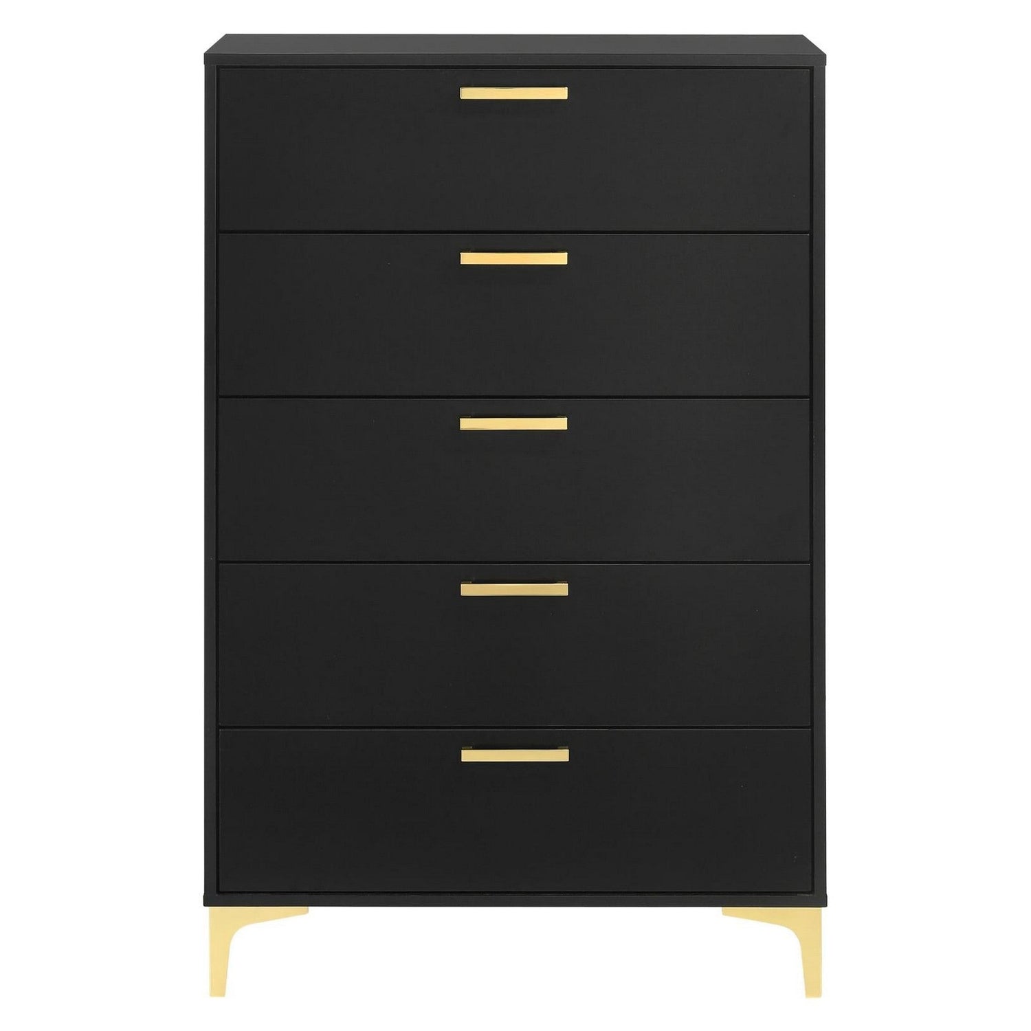 Kendall 5-Drawer Chest Black and Gold 224455