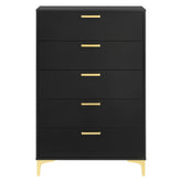 Kendall 5-Drawer Chest Black and Gold 224455