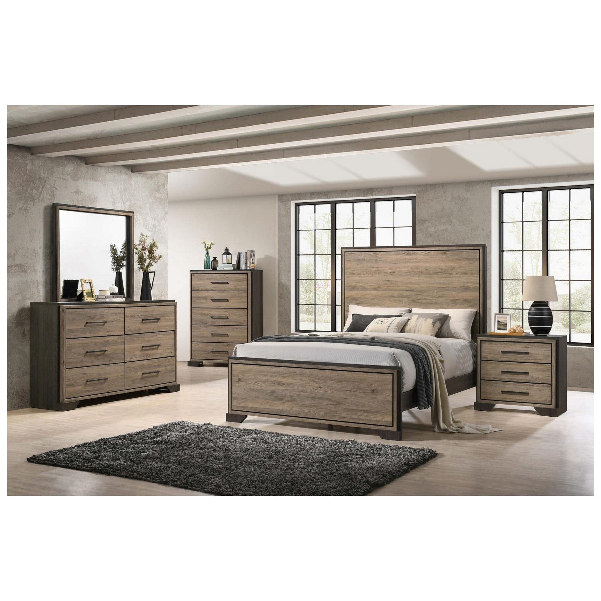 Baker 5-piece Eastern King Bedroom Set Brown and Light Taupe 224461KE-S5