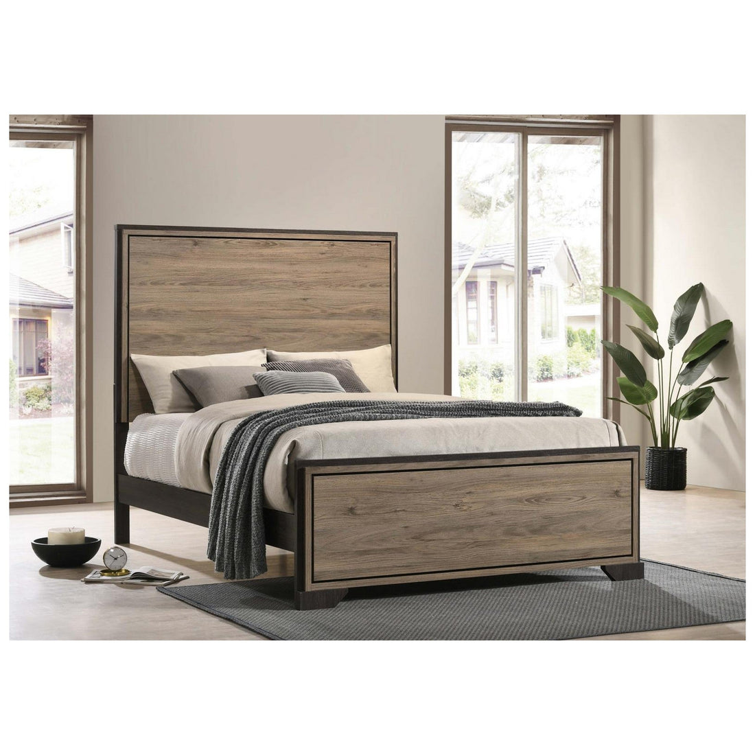 Baker Panel Eastern King Bed Brown and Light Taupe 224461KE