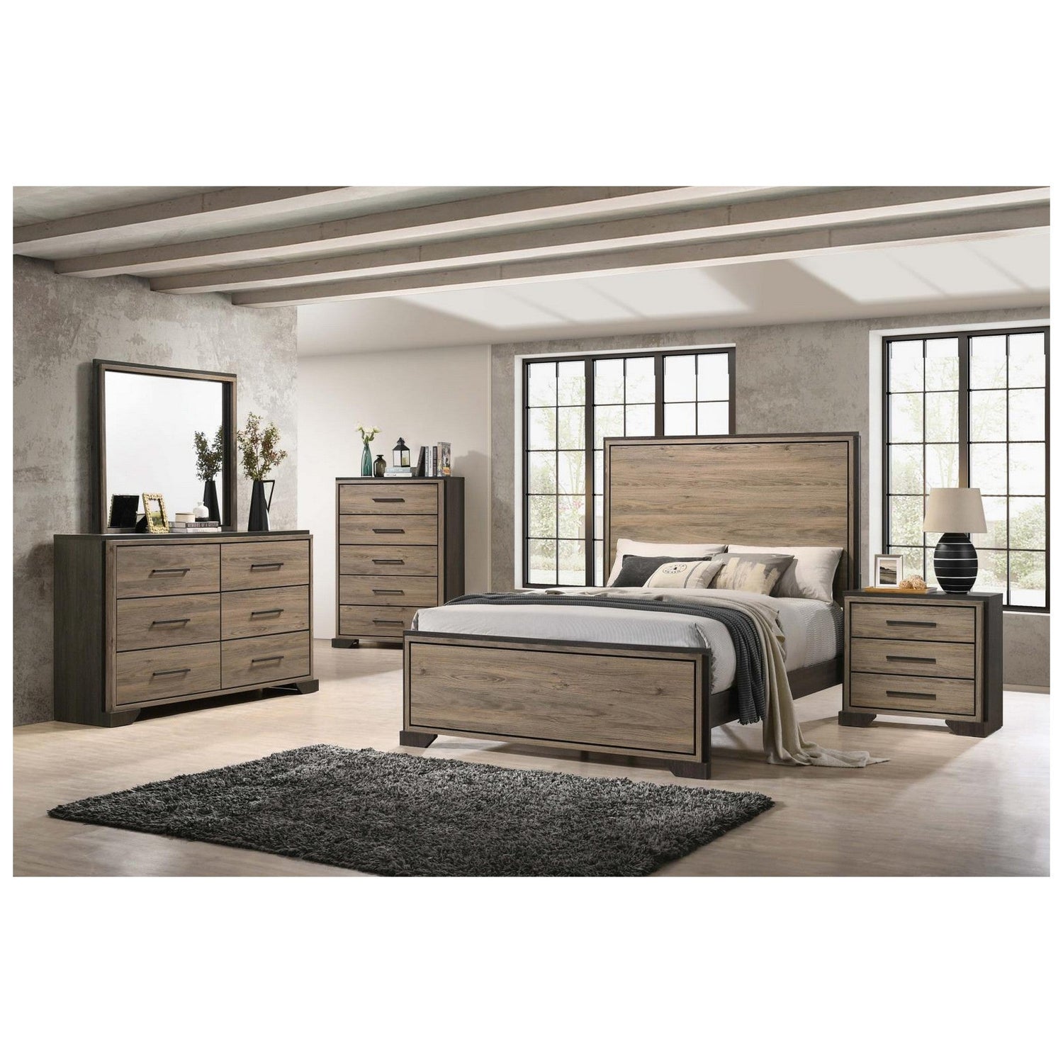 Baker 5-piece Queen Bedroom Set Brown and Light Taupe 224461Q-S5