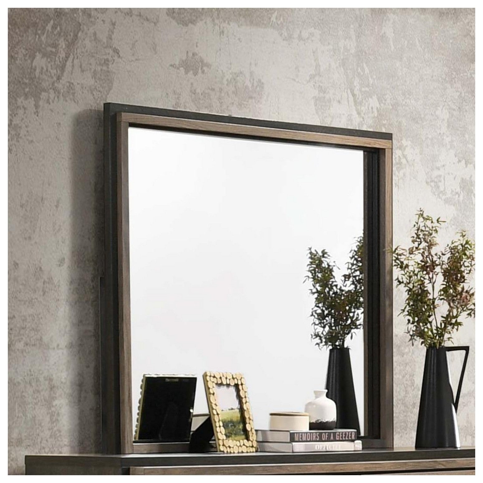 Baker Rectangular Dresser Mirror Brown and Light Taupe 224464