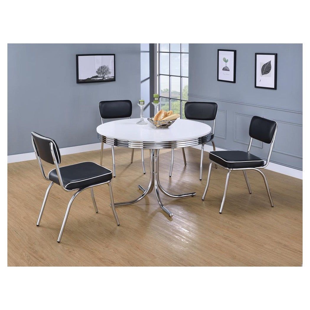 Retro Round Dining Table Glossy White and Chrome 2388