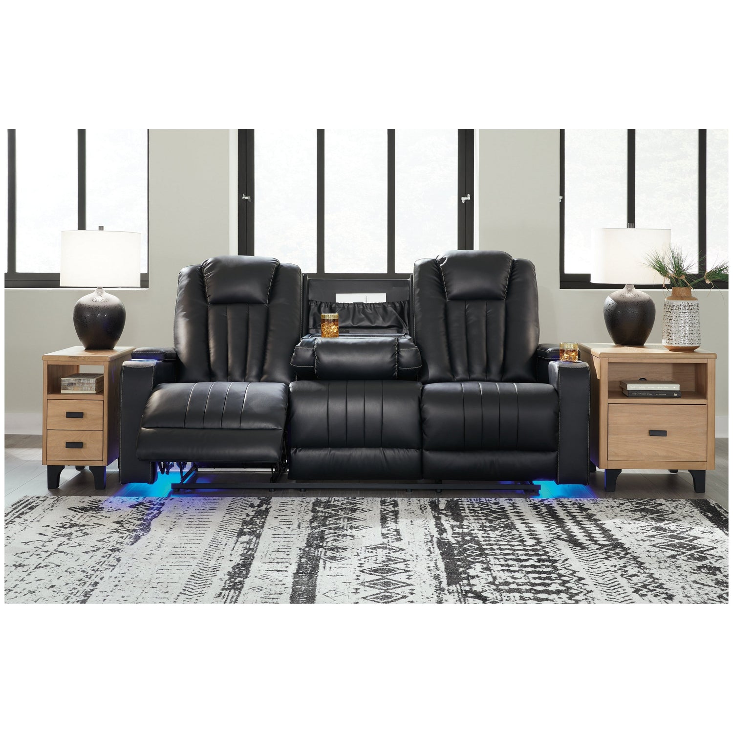 Center Point Reclining Sofa with Drop Down Table Ash-2400489