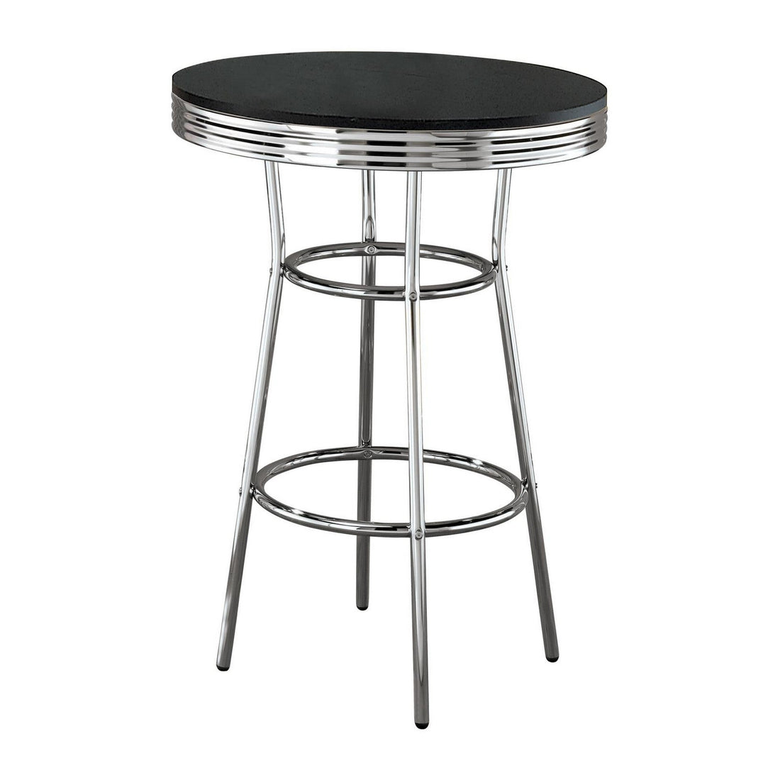 Theodore Round Bar Table Black and Chrome 2405