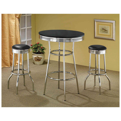 Theodore Round Bar Table Black and Chrome 2405