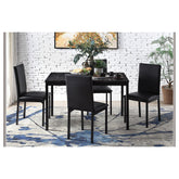 DINING TABLE, FAUX MARBLE TOP, BLACK 2601BK-48