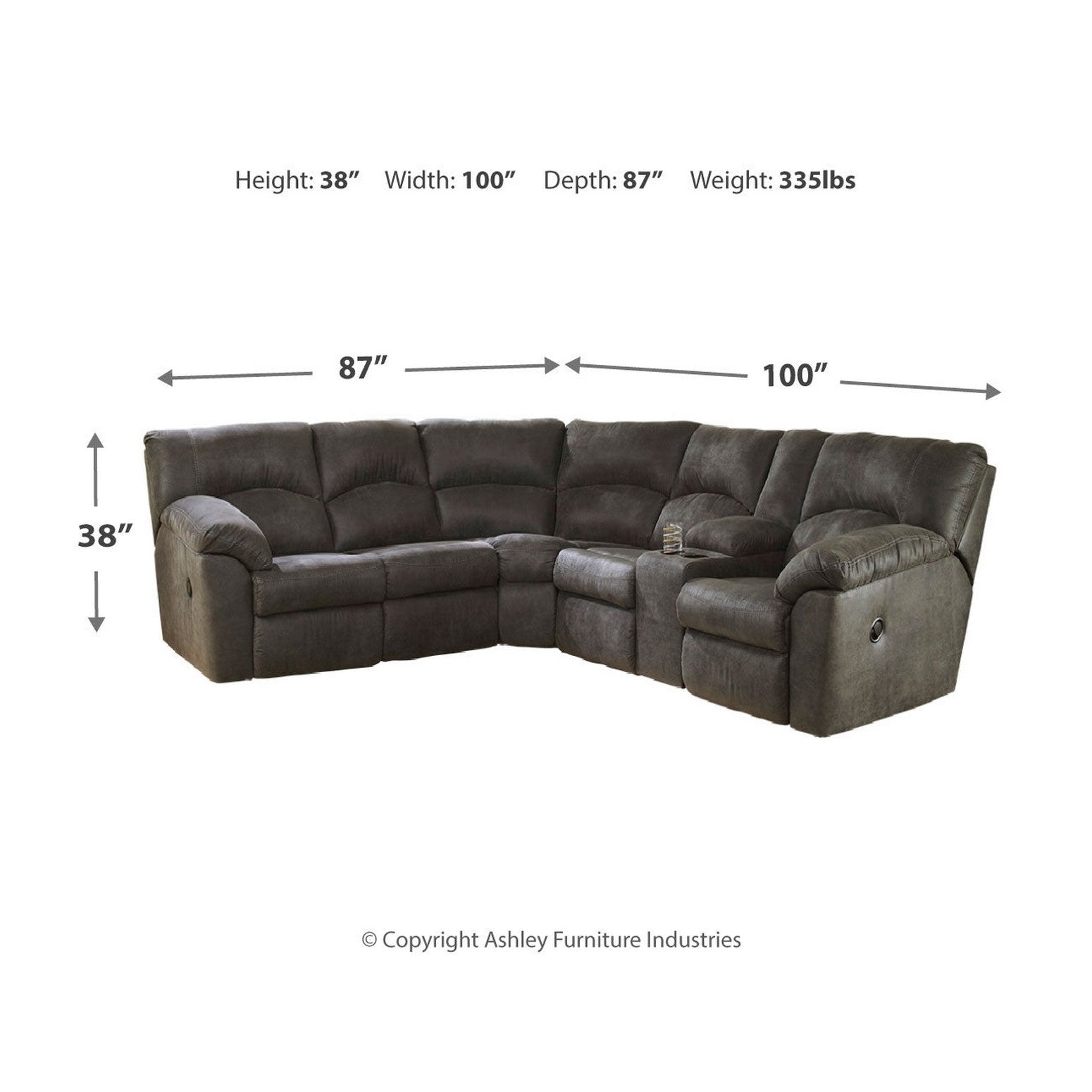 Tambo 2-Piece Sectional with Recliner Ash-27801U1