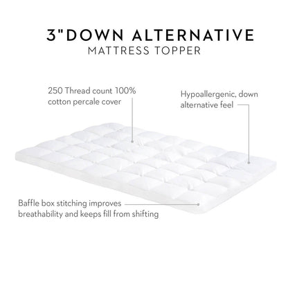 3 Inch Down Alternative Mattress Topper - IS30CKDAFB - Underkut