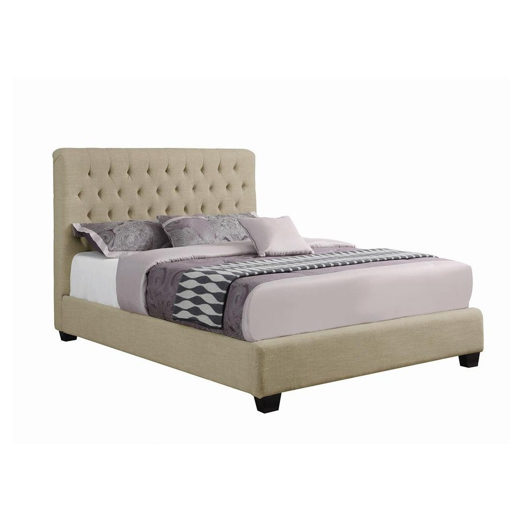 Chloe Tufted Upholstered California King Bed Oatmeal 300007KW