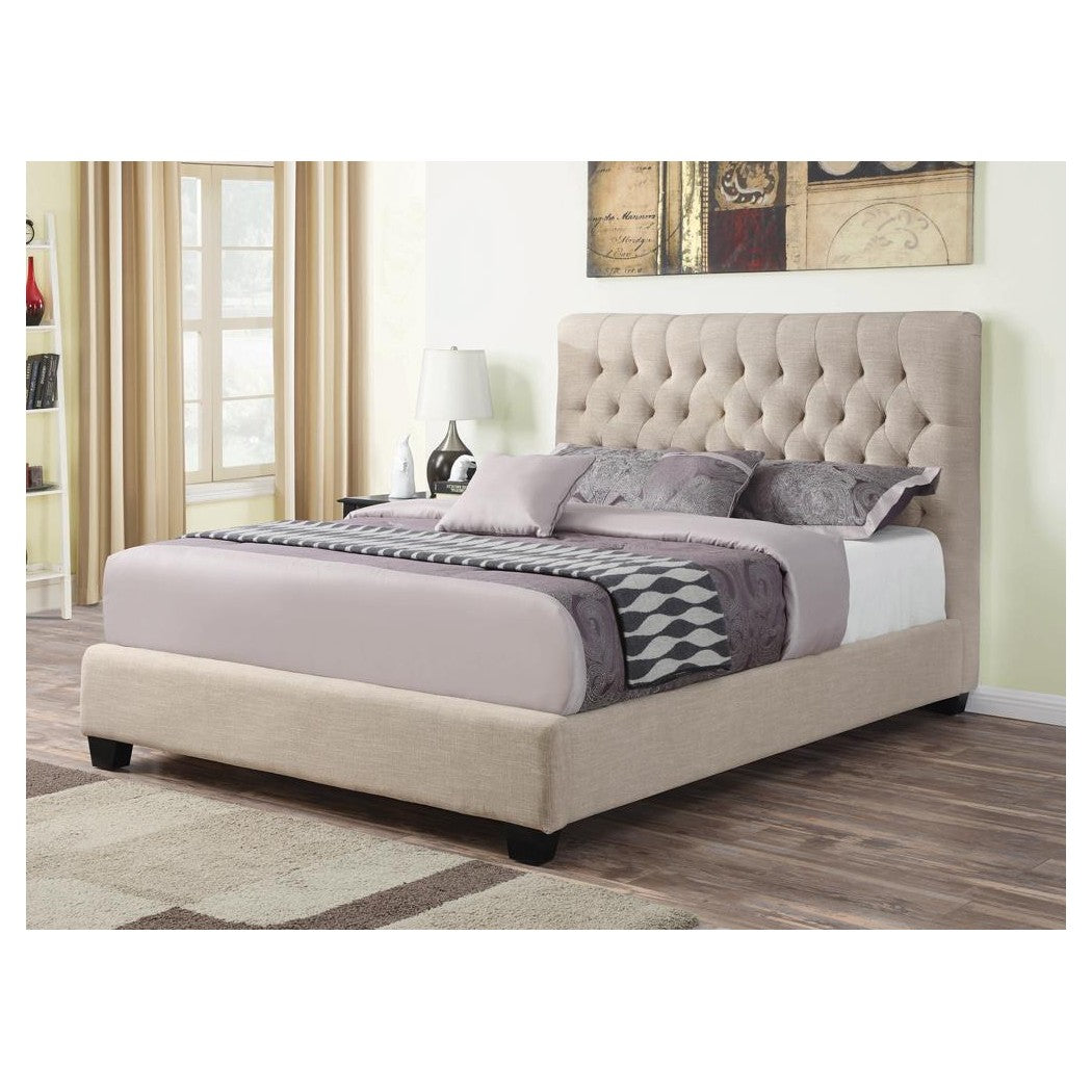 Chloe Tufted Upholstered California King Bed Oatmeal 300007KW