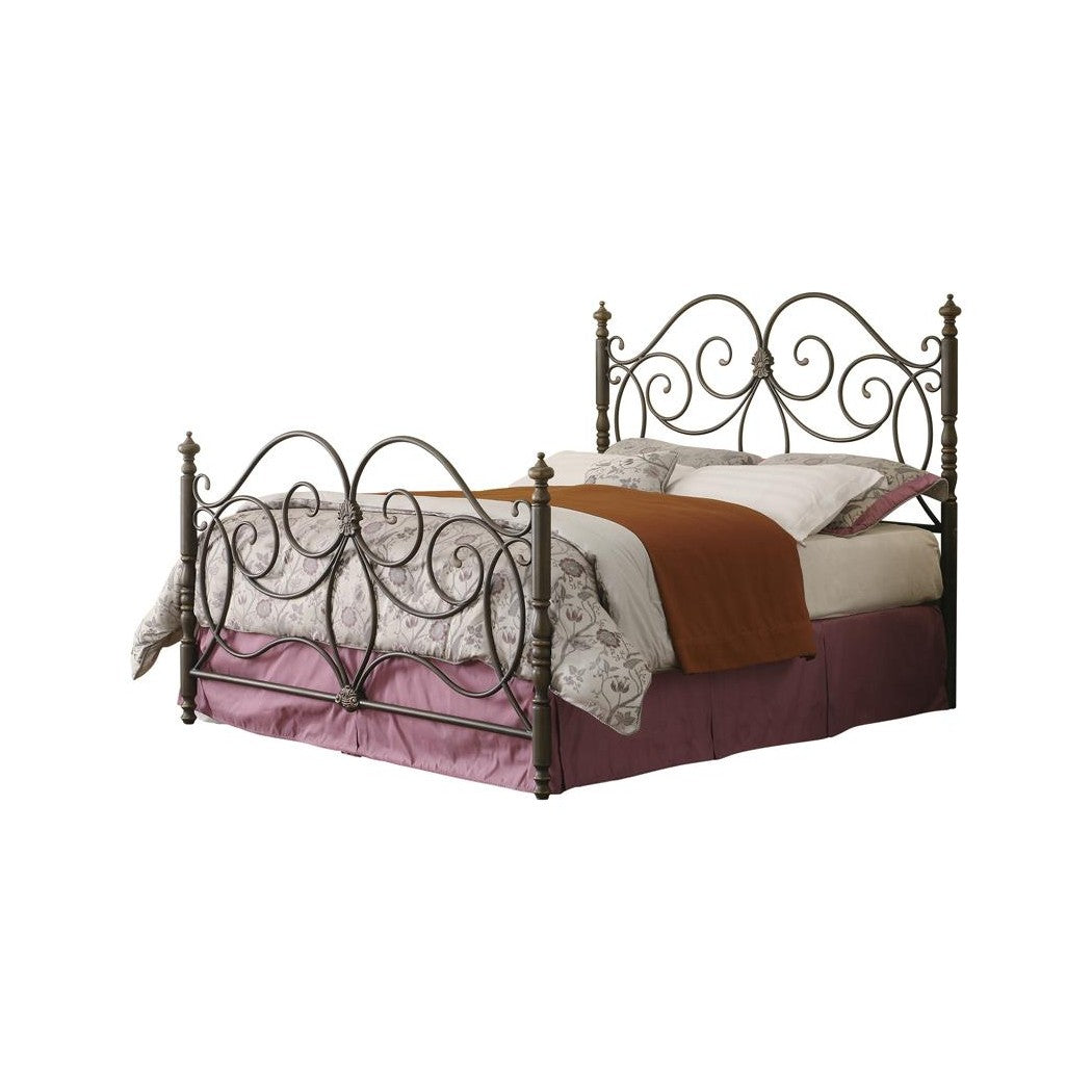 London Eastern King Metal Scroll Bed Dark Bronze 300258KE