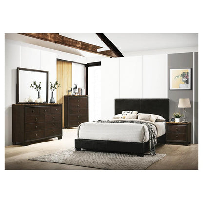 Conner Eastern King Upholstered Panel Bed Black 300260KE