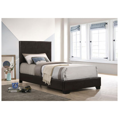 Conner Twin Upholstered Panel Bed Dark Brown 300261T