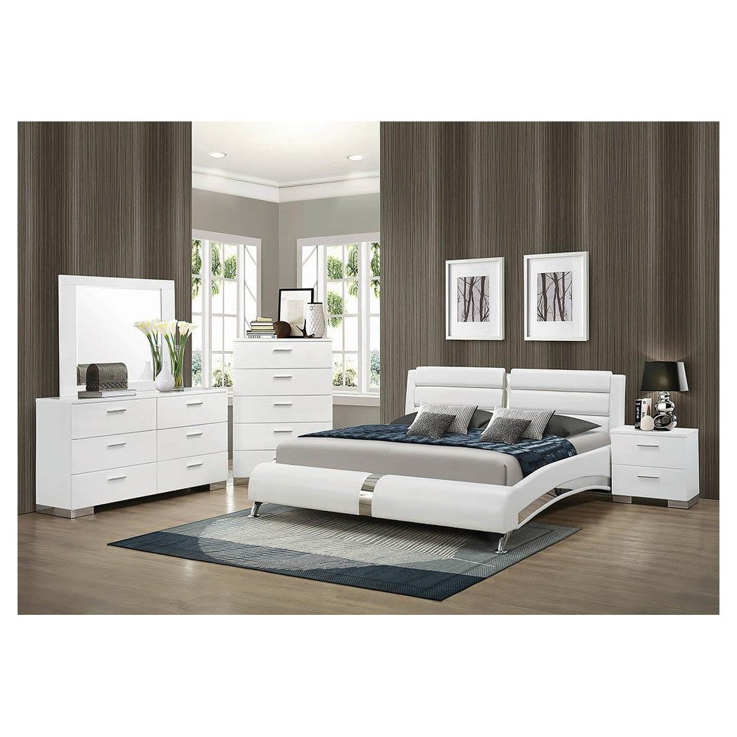 Jeremaine California King Upholstered Bed White 300345KW