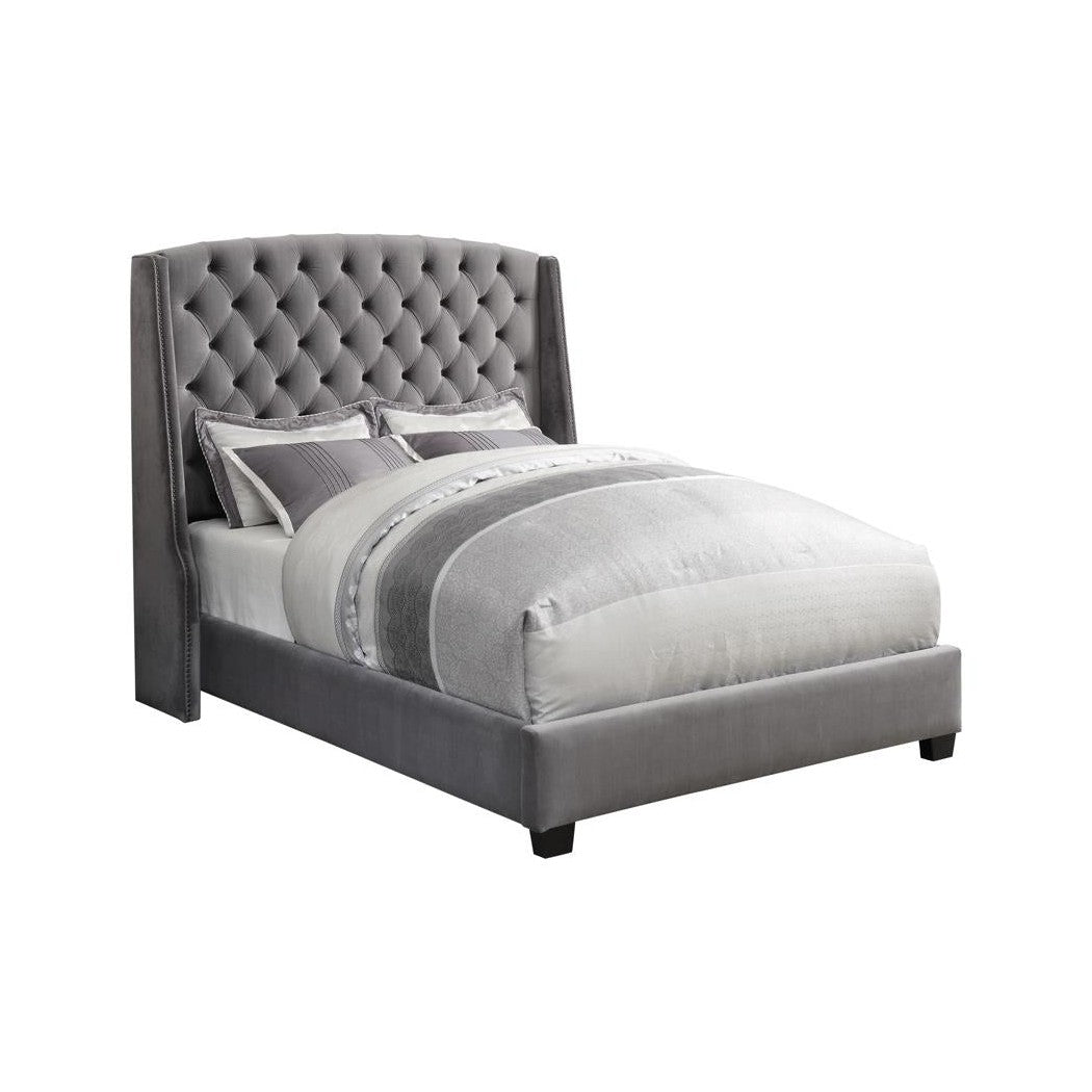 Pissarro Eastern King Tufted Upholstered Bed Grey 300515KE