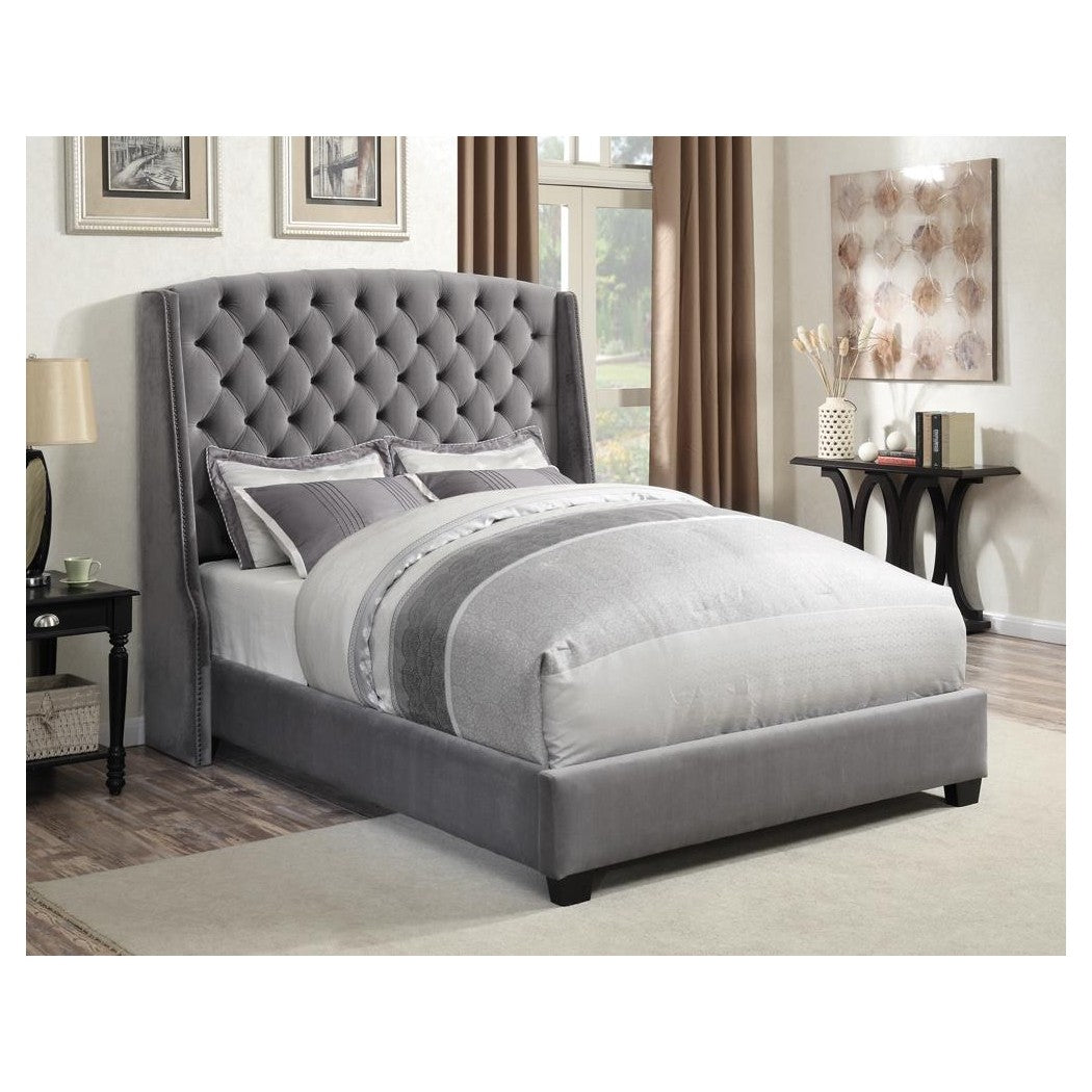 Pissarro California King Tufted Upholstered Bed Grey 300515KW